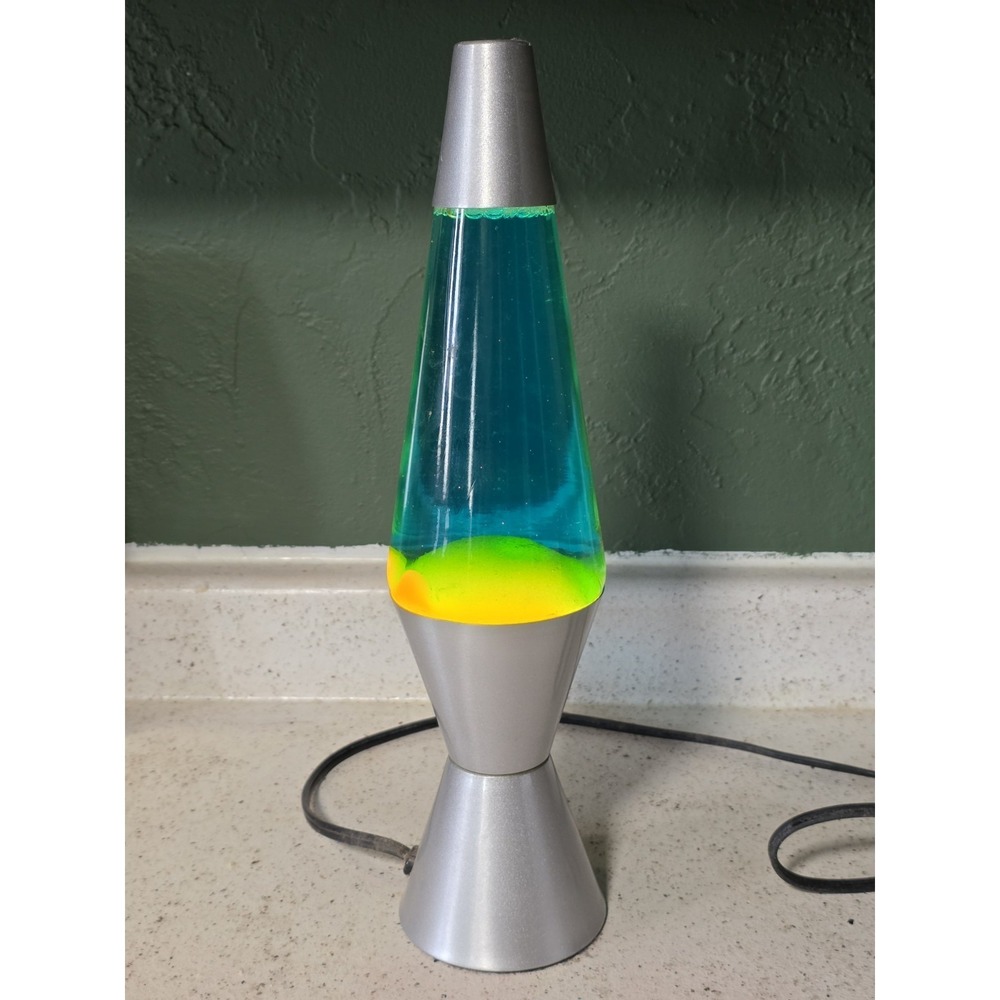 Lava Lamp Vintage Lava Lite motion and glitter lamp Blue & yellow 2000s Y2K